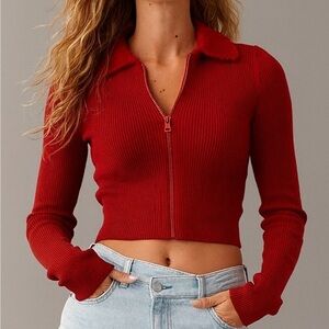 American Eagle Red Knit Crewneck Sweater Large
